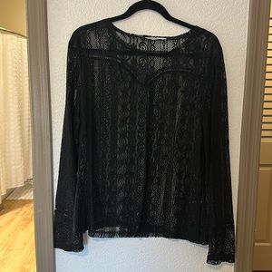 Black lace long sleeved blouse